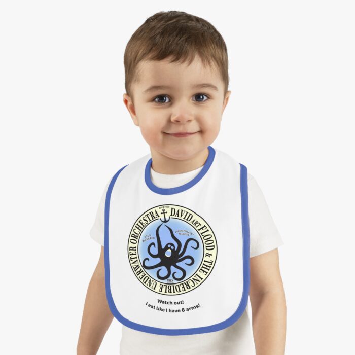 Watch out! I eat like I have 8 arms! DAF&TIUO Baby Contrast Trim Jersey Bib - Image 3