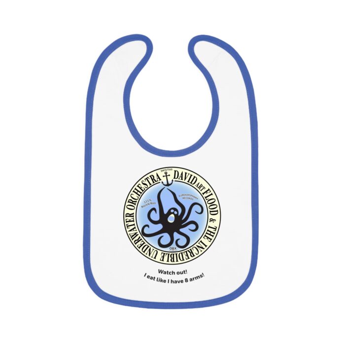 Watch out! I eat like I have 8 arms! DAF&TIUO Baby Contrast Trim Jersey Bib - Image 2